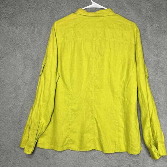 Liz Claiborne Women’s XL Chartreuse Button Up Top Long Sleeve - Picture 6 of 13
